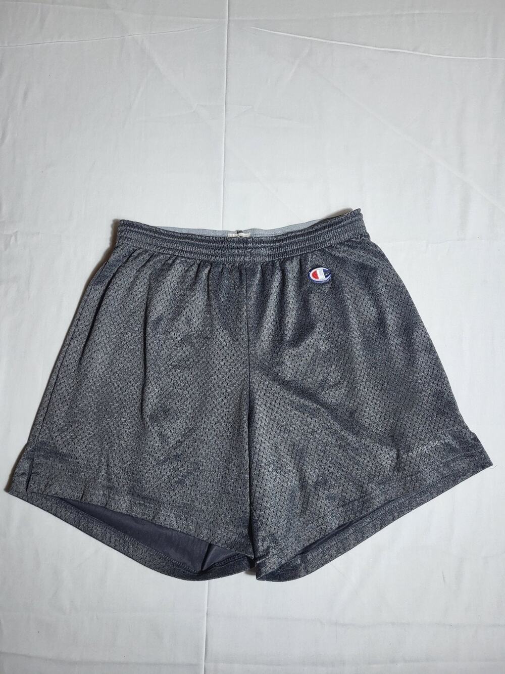 Vintage Champion USA Mesh Athletic Shorts Mens Medium Gray Basketball Made USA